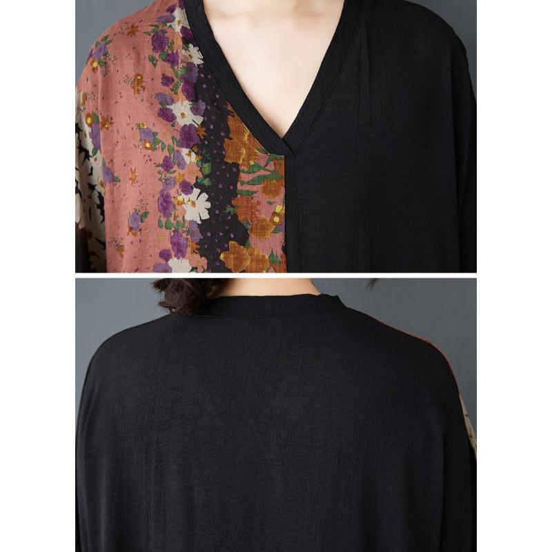 DIMANAF 2025 Plus Size Summer Dress Women Casual Vintage Long Dress Loose Floral Printing Oversized Dress Maxi