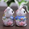 Waza No Kura Ornament Kutani Ware Chibi Lucky Cat Opening Celebration Birthday Present Pair Gift Sakura-chan
