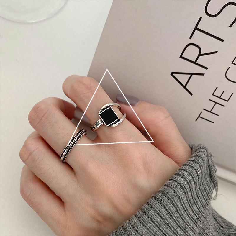 Korean Geometric Irregular Adjustable Ring for Women - Retro Hip Hop Style Adjustable
