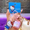 Official Hello Kitty Music Wooden Fish Fidget Keychain Press Button Sound Relief Plush Doll Pendant Cartoon Bag