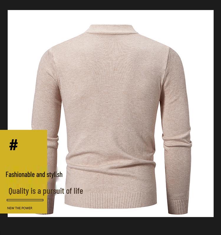 Men's Retro Half-High Neck Slim-Fit Knit Sweater - Versatile Base or Outer Layer, Casual and Lightweight