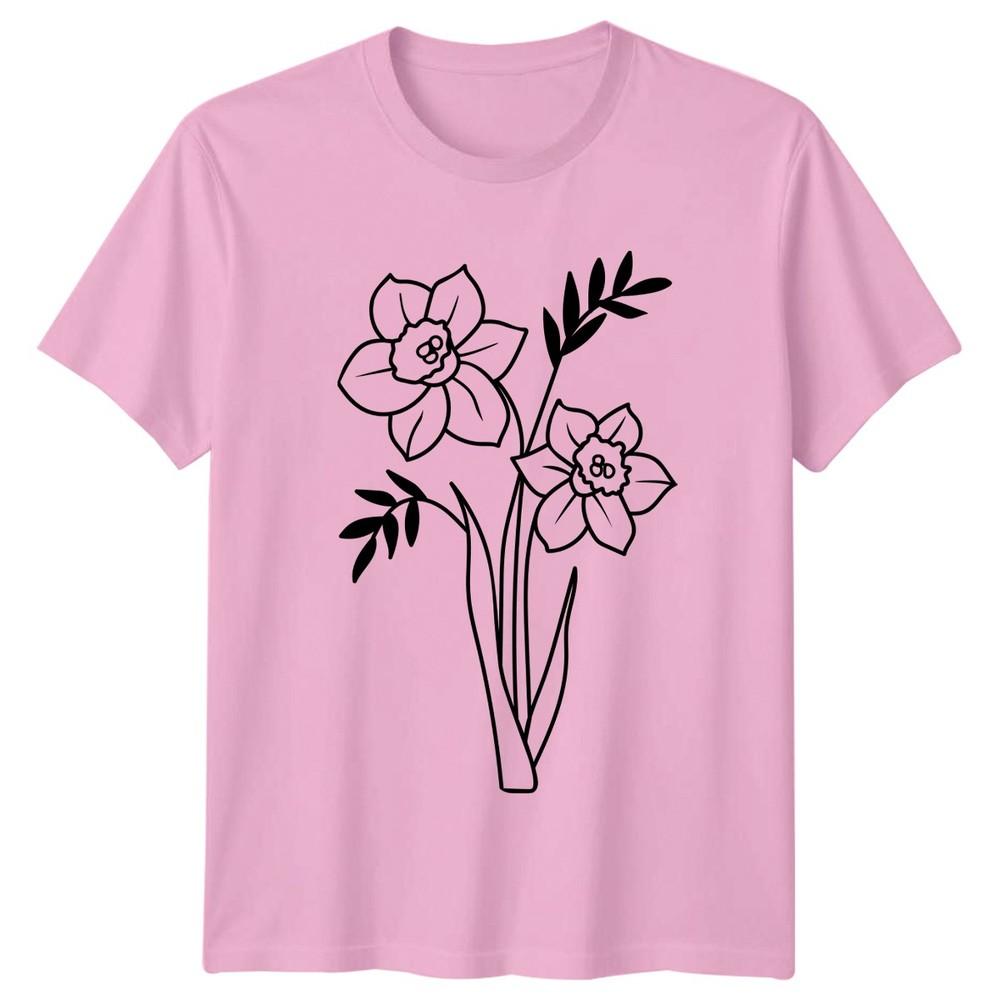 Daffodils Simple Line Art Drawing TShirt Spring Flower Botanical