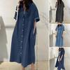 Casual Shirt Collar Long Dress Style Jeans Skirt Women's Clothing Maxi Dress Casual Wear