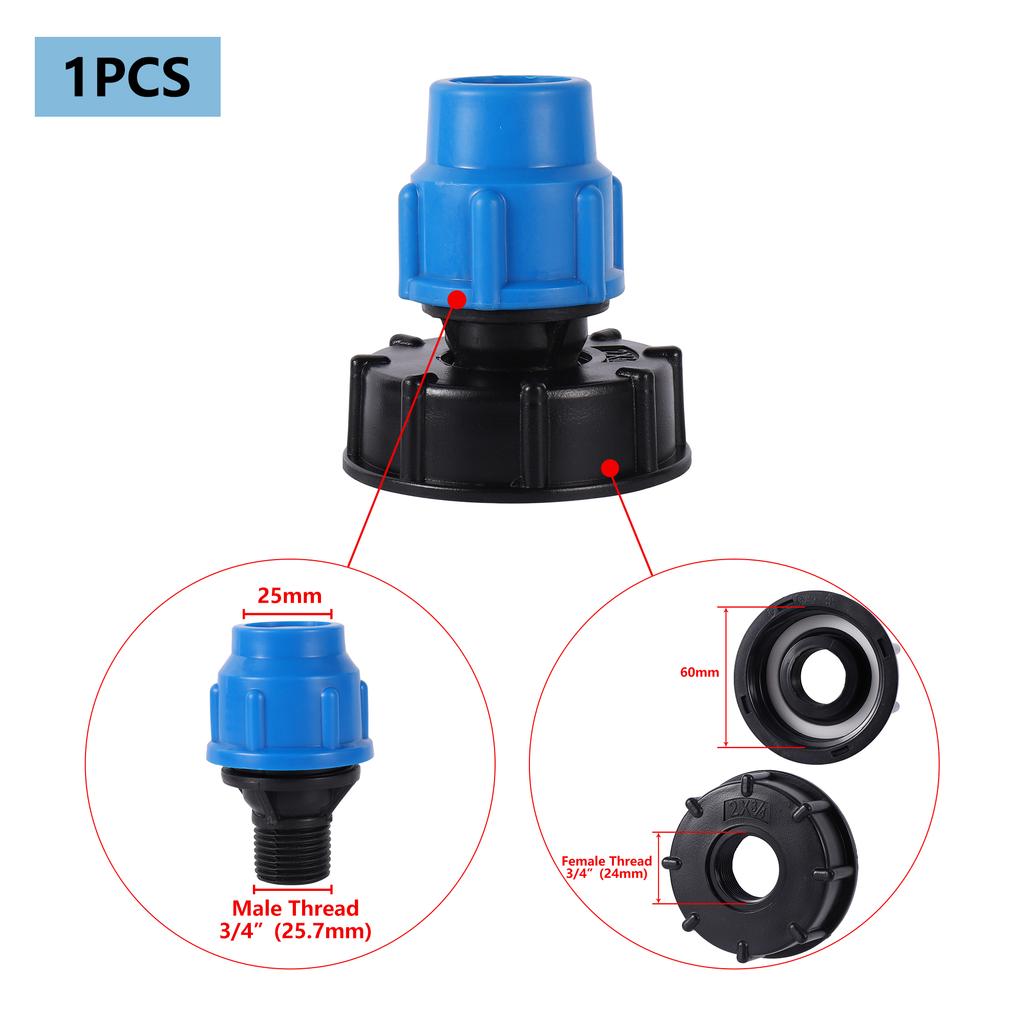 IBC Tank Fitting 20/25/32mm S60 IBC Tank Reducer Tee to Garden Irrigation Watering Adapter Garden Water Connector