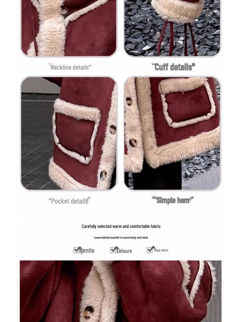 2025 Red Velvet Winter Coat for Big Kids - Thickened All-in-One Fashion