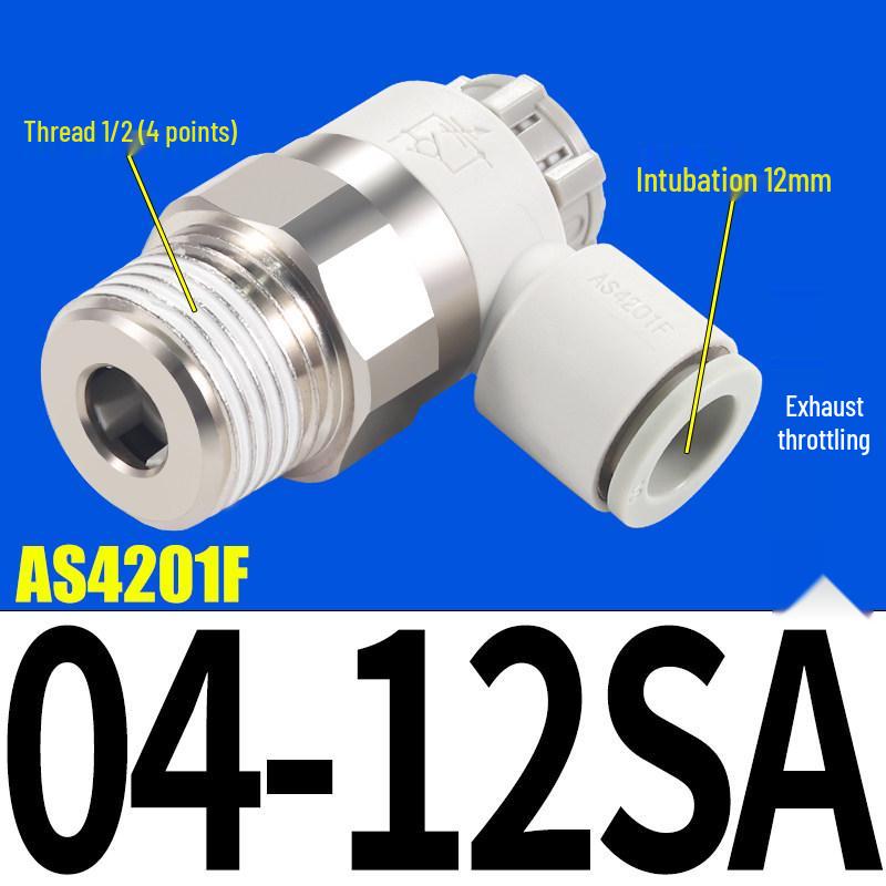 SMC AS1201F Pneumatic Speed Control Valve - Adjustable Throttle Push-Lock Fitting for Cylinder Control