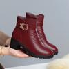 Fashion Women Leather Boots 2025 Winter Thick Wool Lined Warm Snow Mother Leather Boots Short Soft Sole Cotton Shoes