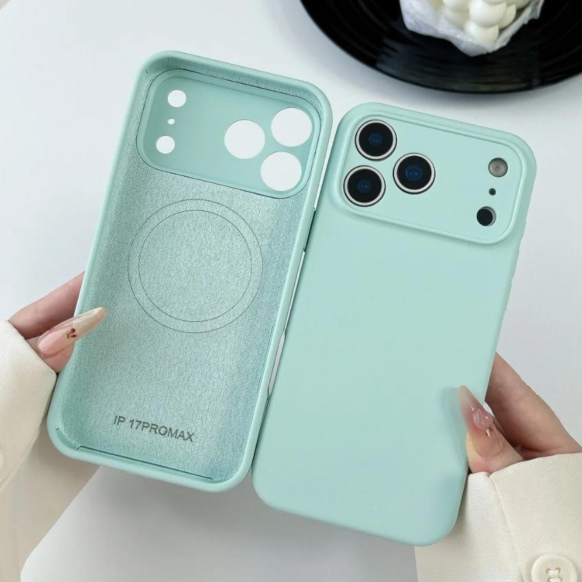 Luxury Liquid Silicone Phone Case For iPhone 17 16 15 14 13 12 Pro Max Plus Air For Magsafe Magnetic Camera Protection TPU Cover