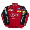 Giacca da Moto Invernale Calda da Uomo Imbottita in Cotone Abbigliamento Esterno Biker con Ricamo Retro Nero Rosso