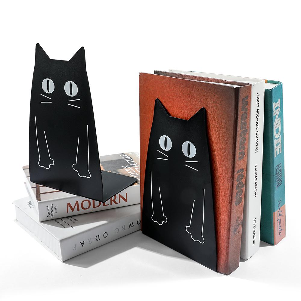 Niedliche Schwarze Katze Buchstützen Schwerlast Metall Buchstützen Büro Schreibtisch Zuhause Bücherregal Für Buchliebhaber Buchständer Bürobedarf