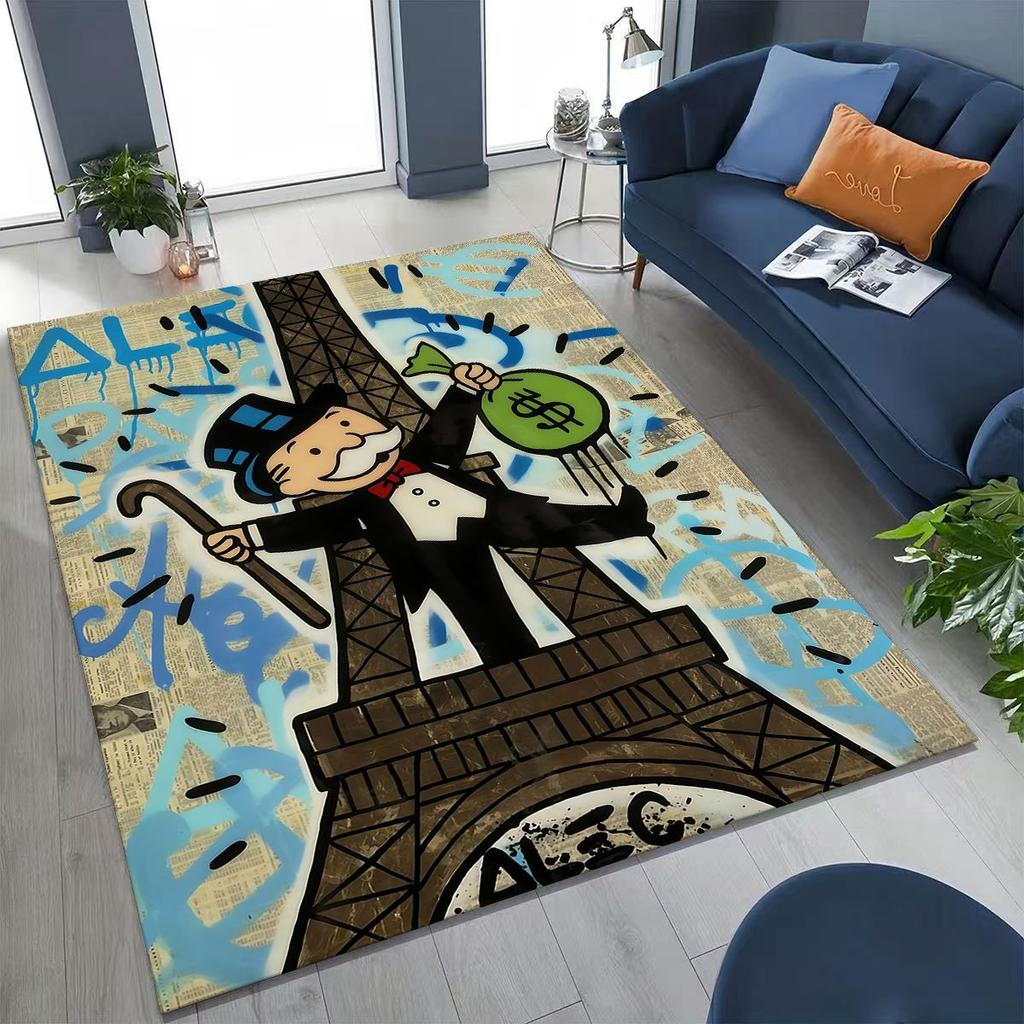 Rich Cartoon Monopoly Dollar Game Money Rug for Bedroom Living Room Sofa Home Doormat Decor,Large Kids Play Non-slip Floor Mat