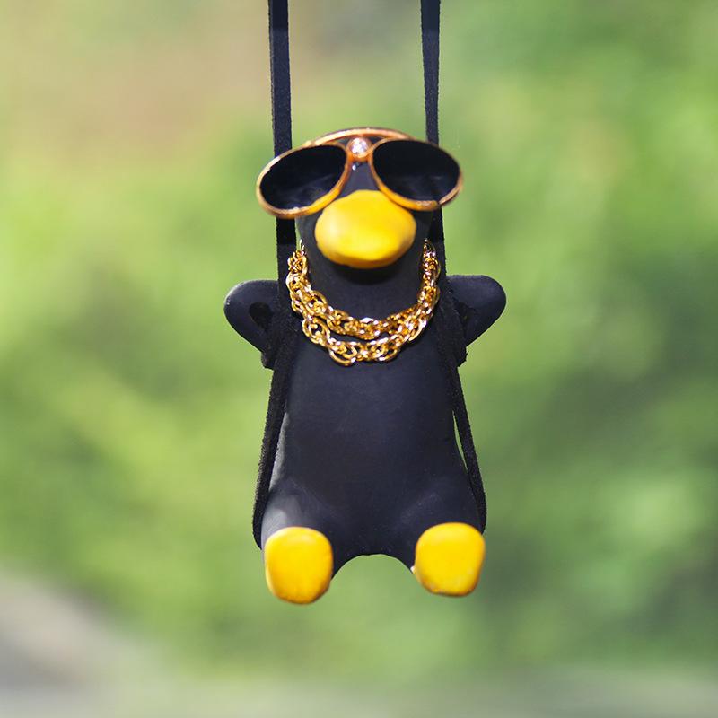 1PC Swing Duck Car Pendant Plaster Material Cool Duck Swing Mirror Hanging Pendant Car Accessories Car Supplies