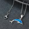 Wish Explosive Platinum Blue Opal Ocean Series Dolphin Pendant Simple Women's Versatile Necklace Clavicle Chain