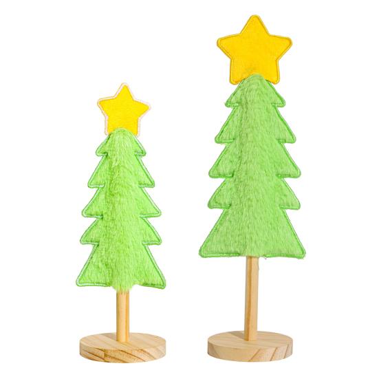 25/32CM Mini Christmas Tree Ornament Fake Rabbit Fur Felt Xmas Tree Table Sign Home Office Holiday Party Desktop Decoration Ornament