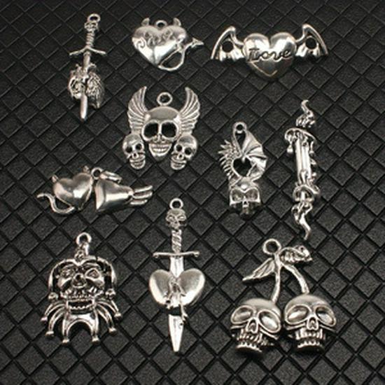 Elf Skull Alloy Pendant: Cross Punk Style Halloween Charm Jewelry Accessory