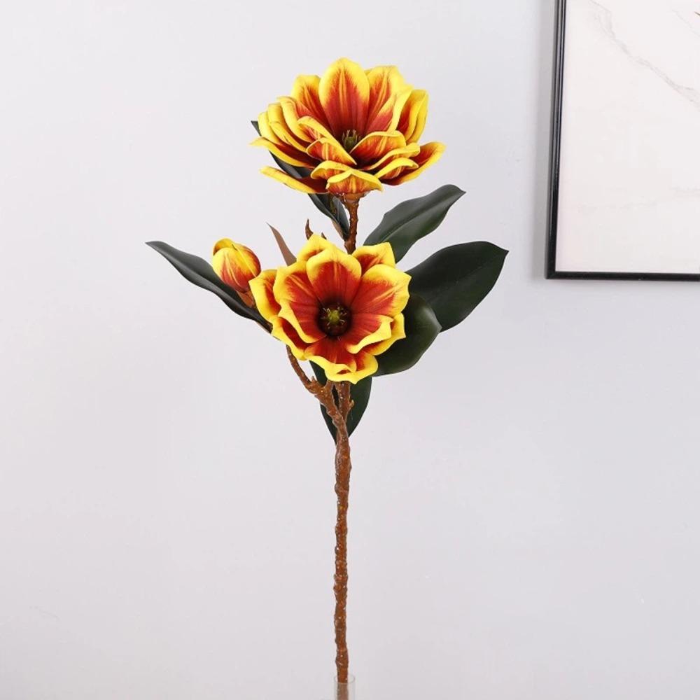 Large Artificial Magnolia Flower Real Touch Realistic Faux Magnolia Branch Handmade EVA Simulation Big Magnolia Table Decoration оранжевый