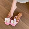 Fashion Summer Women's Open Toe Thick Heel Slippers Fashion Flower Beach Vacation Slides Casual Outdoor Dress Shoes