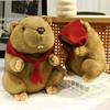 Groundhog Stuffed Plush Toys Plush Filled Animal Adorable Red Scarf Groundhog Sleeping Companion Dolls Gifts
