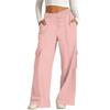 Women's Casual Fashion Solid Color Elastic Waist Drawstring Workwear Wide Leg Pants With Pockets