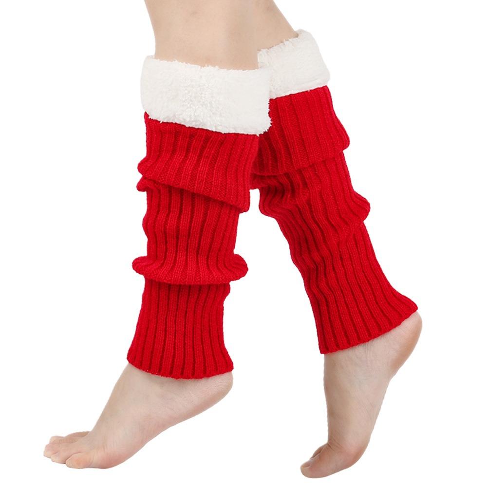 

BEPAN Christmas Knitted Leg Cover Candy Color Leg Warmer Stacked Christmas Leg Sleeve JK Lolitas Foot Cover Strap Leg Socks Female One Size красный