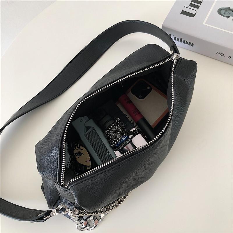 Fashi Women Messenger Bag PU Leather Elegant Chain Mey Purse Shoulder Crossbody bags Pouch Solid Color ladies Handbags black