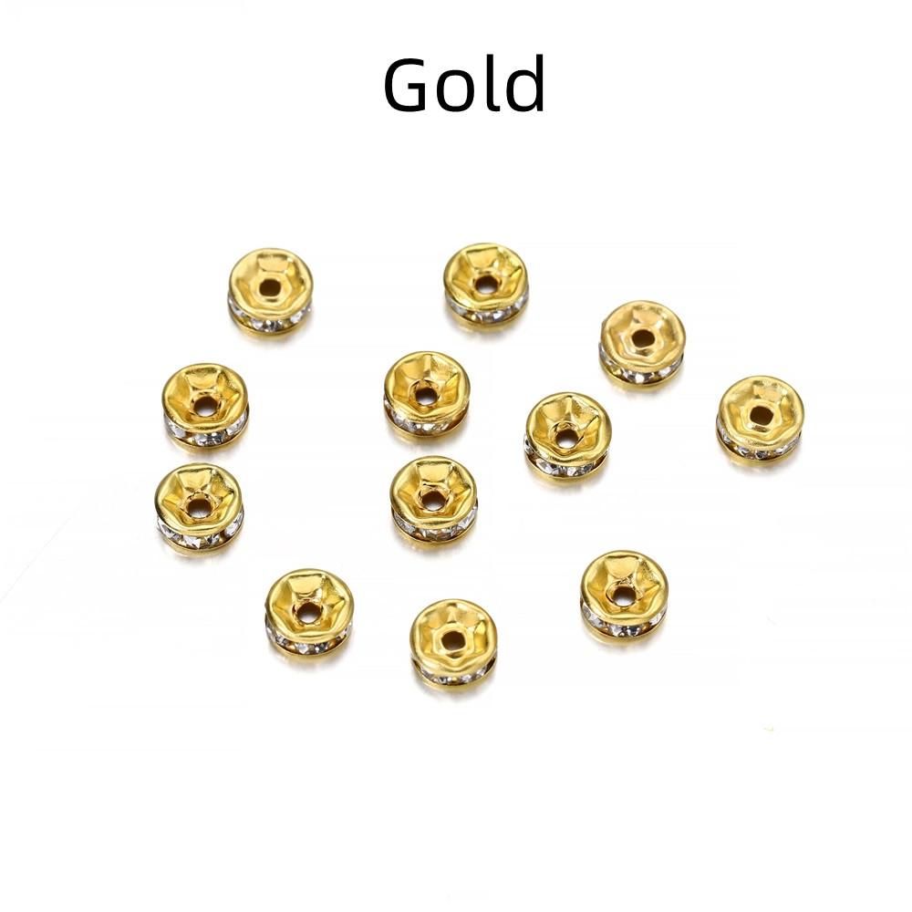 

50 шт./лот 4 6 8 10 мм Rhinestone Rondelles Crystal Bead Loose Spacer Beads for DIY Jewelry Making Accessories Supplie 4mm x 50Pcs
