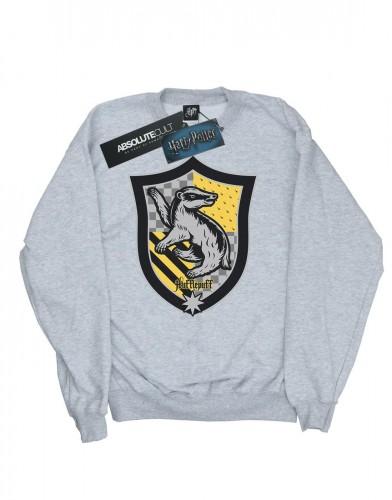 Harry Potter Women's White / Hufflepuff Crest Flat Sweatshirt Xl