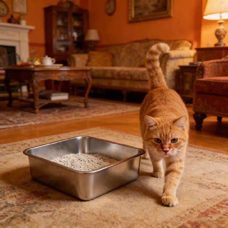 Edelstahl Katzentoilette für ältere Katzen Leicht zu reinigende Katzentoilette Katzentoiletten Große Box