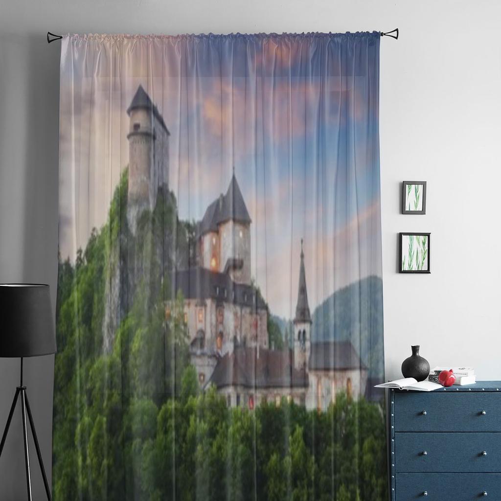 Slovakia Castle At Sunset Tulle Sheer Curtains for Living Room the Room Bedroom Kitchen Decoration Voile Organza Curtains