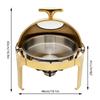 Bymaocar Round Tabletop Chafing Dish Roll Top Stainless Steel 90°/180° Opening Buffet Warmers with Visible Lid & Thickened Feet