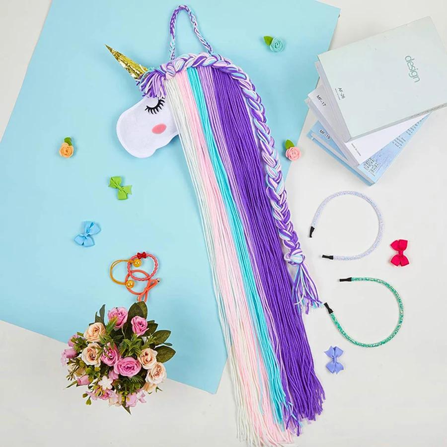 Unicorn Children's Hair Clip and Accessory Storage Strap Wall Mounted Felt Children's Room Decoration Storage Rack Cute Felt