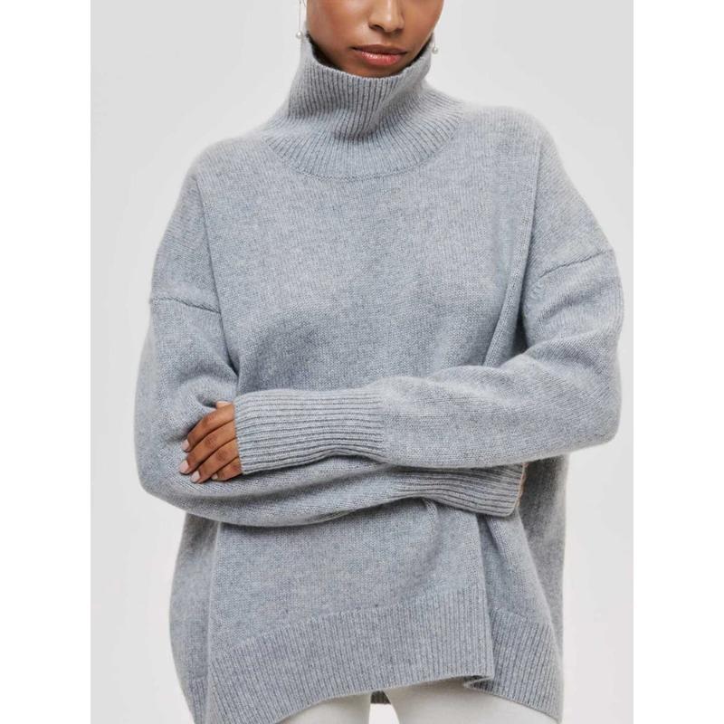 Women's Knitted Sweater Turtleneck White Black Christmas Loose Oversized Pullover Casual Knitwear Soft Sweater for Women 2025