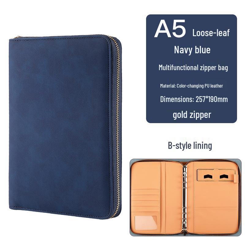 Custom Business Notebook with Zipper Bag - Multifunctional A6/B5 Notepad & Manager Folder