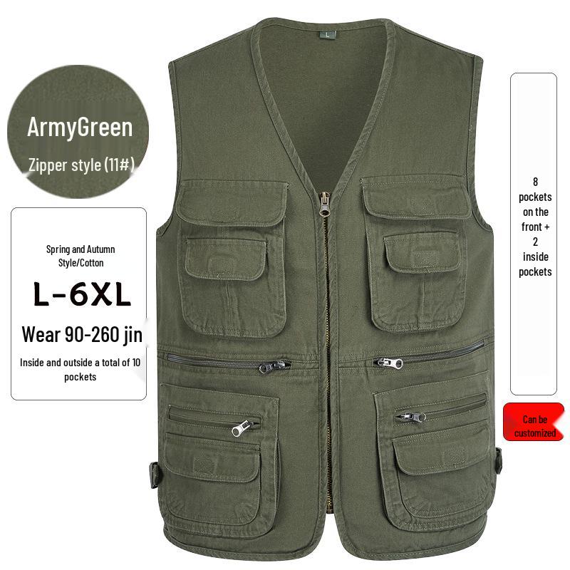 Gilet da arrampicata e fotografia multitasche da uomo taglie forti 10XL (Primavera Autunno)
