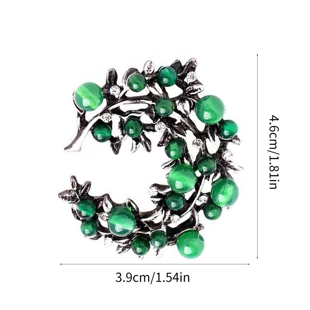 Vintage Green Agate Brooch Handcraft With Intricate Carving and Alloy Accent for Elegant Jewelry Enthusiasts Wear