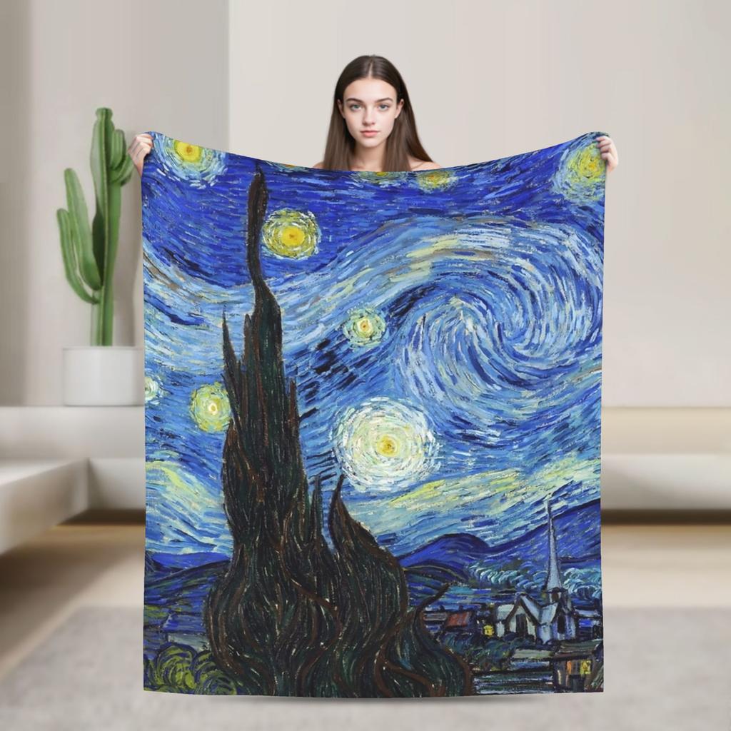 Vincent Van Gogh Cafe Terrace At Night Blanket  Soft Warm Plush Throw Blanket For Home Decor Picnic Flannel Bedspread Bed Cover