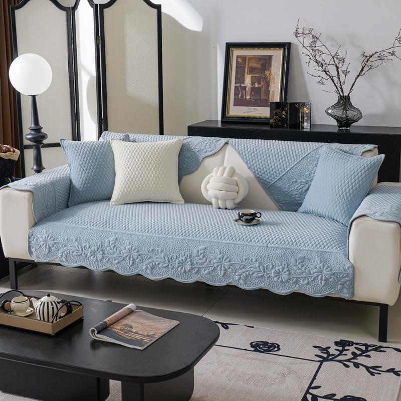 Short Pulsh Sofa Cover Non Slip French Style Sofas Cushion Solid Color L Shape Couch Towel Protector for Living Room Decor