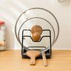 Iron Art Rack Shelf Two Layer Space Saving Organizer Cutting Board Pot Lid Plates Stand Holder Storage Cookware Plate