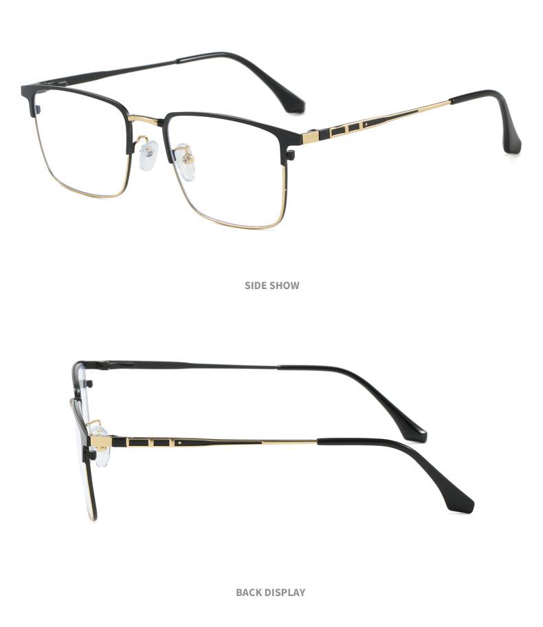 Armação de Óculos Plano Masculina Ultraleve Anti-Luz Azul com Haste de Mola, Pronta para Lentes de Grau para Estilo de Negócios