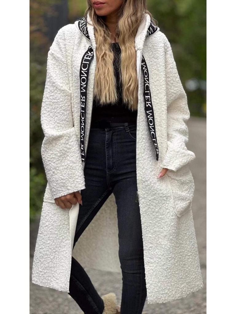 2024 Europäische und Amerikanische Herbst/Winter Lässige Kapuzenjacke aus Lammwolle