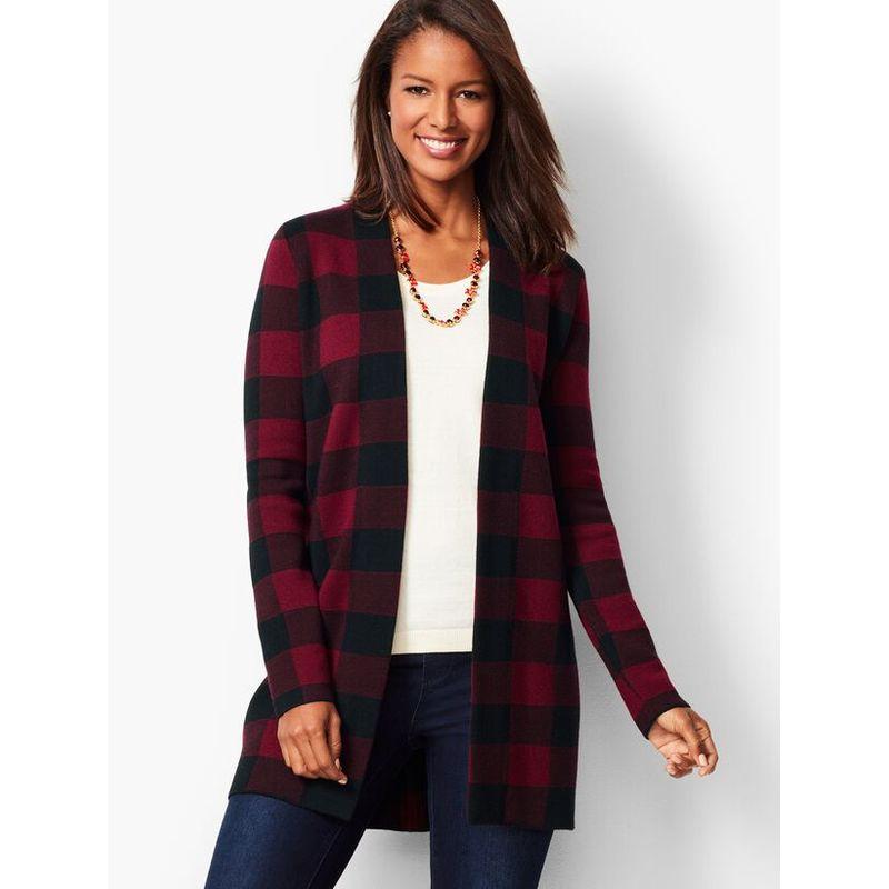 

Mid-Length Casual Wool Jacket Red lattice L