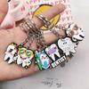 10Pcs Cartoon Dental Tooth Shape Model Simulation Keychain Keyring Dental Clinic Gift Kids Pendant
