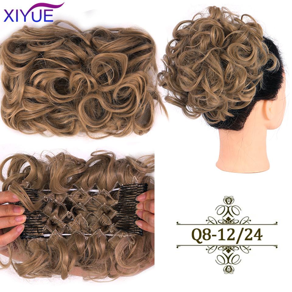 LARGE Comb Clip In Curly Hair Extension Synthetic Hair Pieces Chignon Women Updo Cover Hairpiece Extension Hair Bun