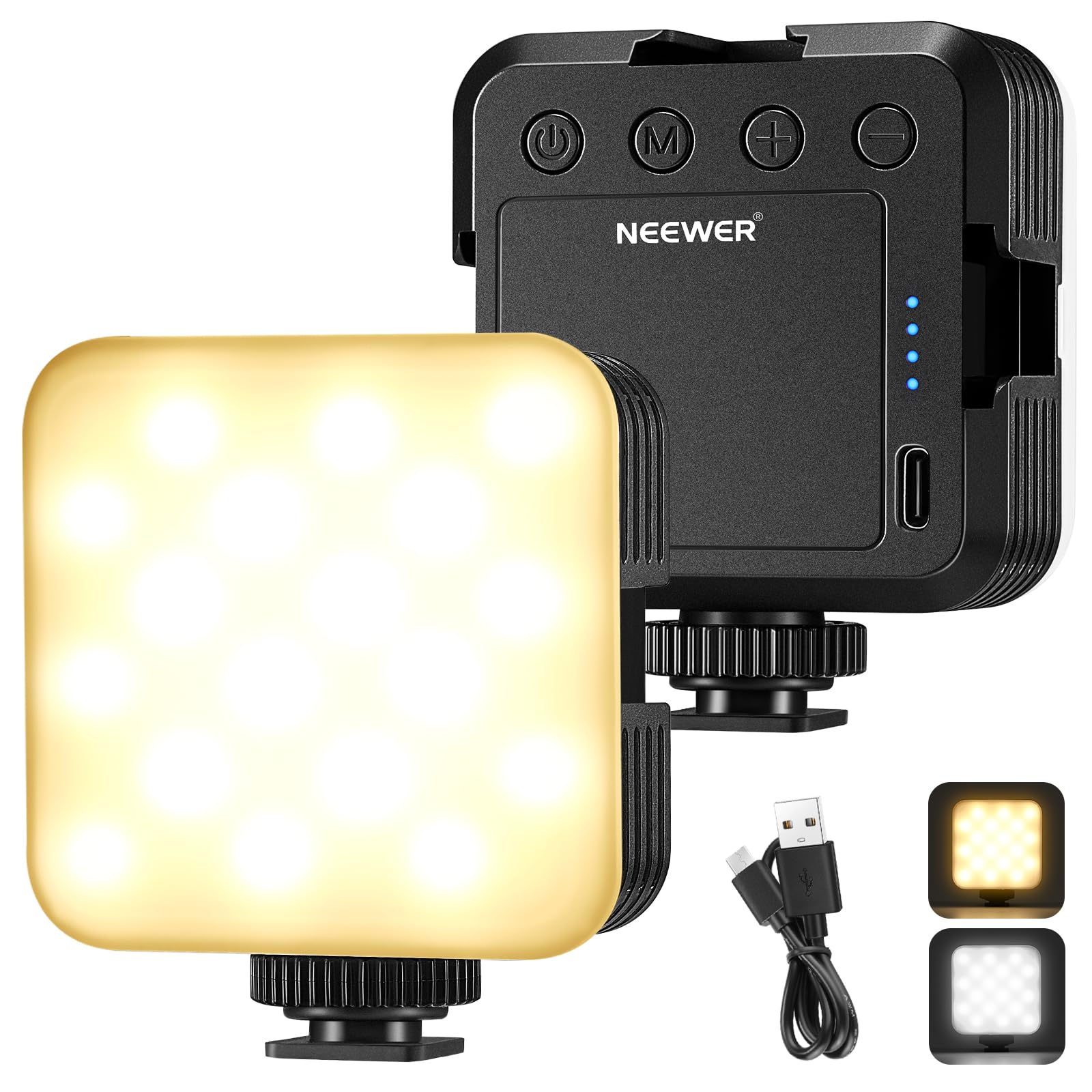 

NEEWER NL-36AI LED Video Light 6W Bi-Color Dimmable 3200K-5600K CRI 97+ Portable Pocket Handheld Camera Light 8 Scene Modes Type-C Rechargeable