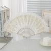 Retro Court Style Lolita Lace Hand Fan White Bride Hand Fan Dancing Props Lace Folding Fan  Cosplay