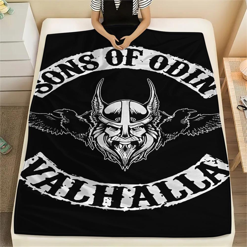 Death and Viking Warriors Print Flannel Blanket,High quality Comfortable for All Seasons,Home Decor,Warmth and Comfort,Perfect for Christmas Gifts