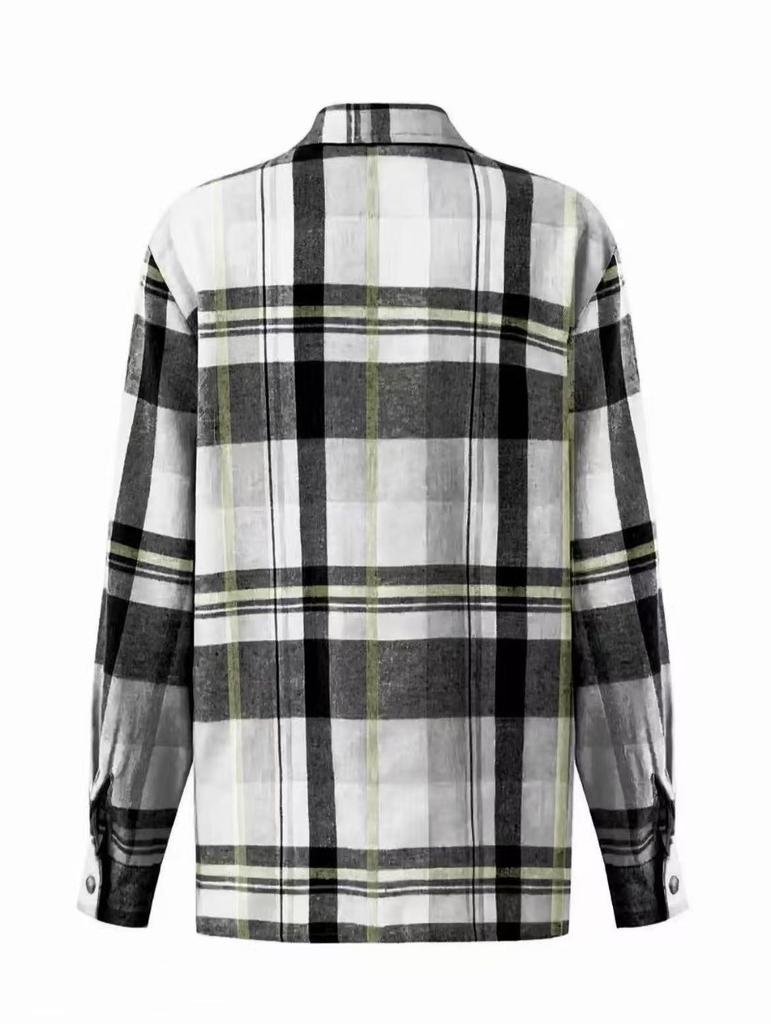 2025 Women's Cross-Border Plaid Shirt Jacket – Casual, Versatile Mid-Length Design