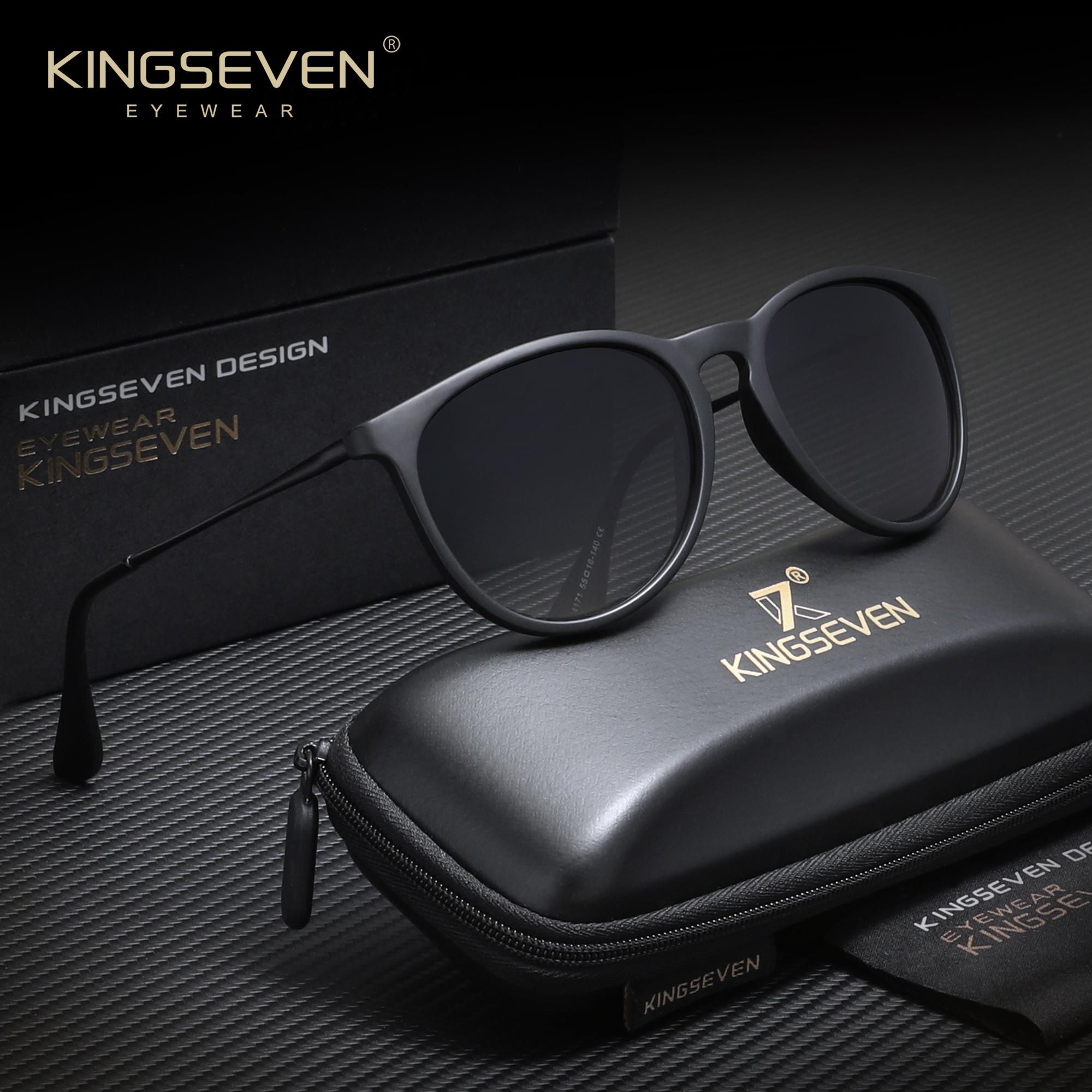 KINGSEVEN Retro Fashion Sunglasses Unisex Summer Cat Eye Polarized Glasses UV400 Travel Stylish Eyewear коричневый