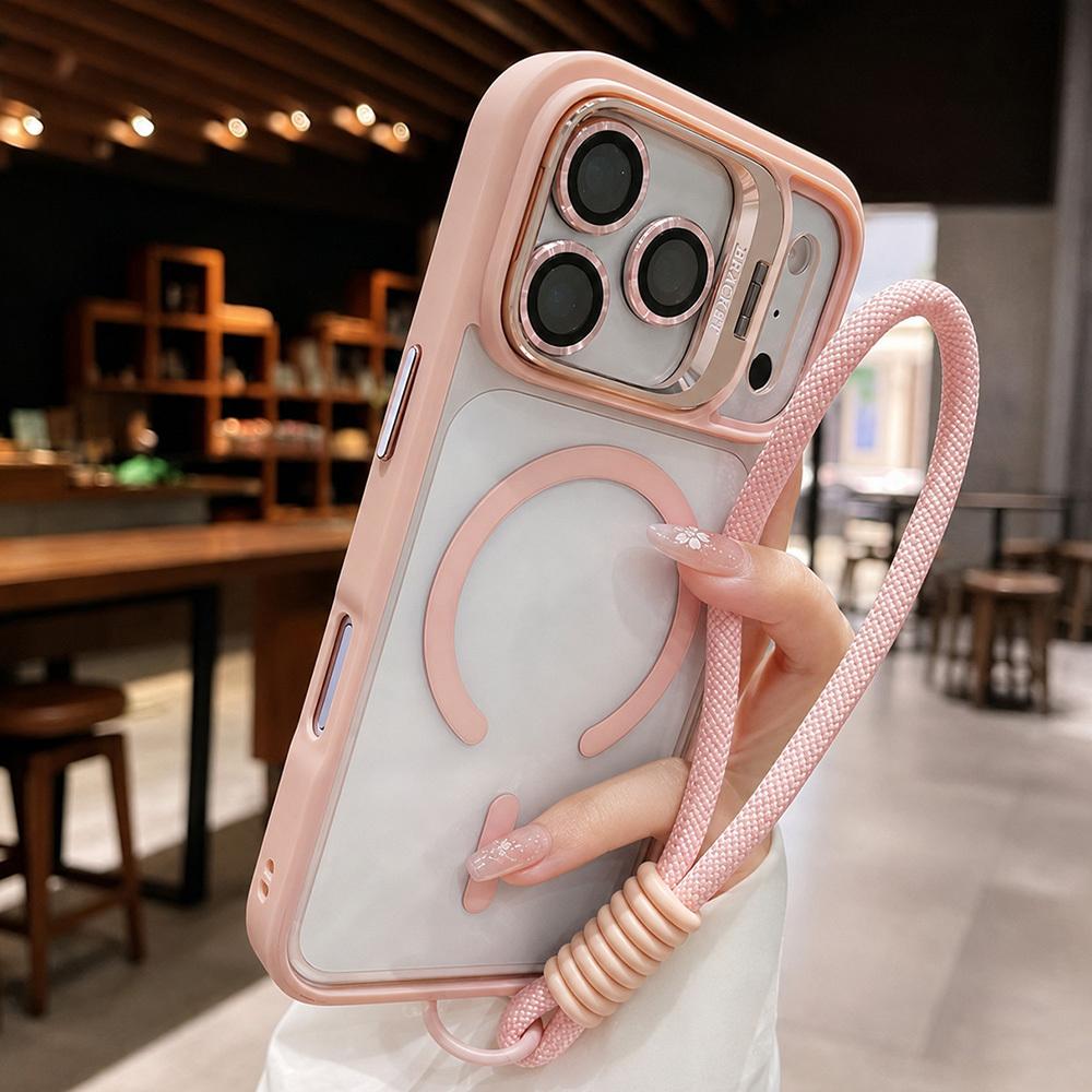 Luxus-Metall-Kamerahalterung mit Trageband Magnetische Hülle für IPhone 18Pro Max 17 15 13 12 11 Kabelloses Ladegerät Klare Schutzhülle