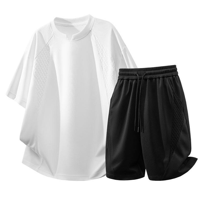 2026 Men's Summer Sports Casual Suit: Short Sleeve T-shirt & Five-Point Pants Set
